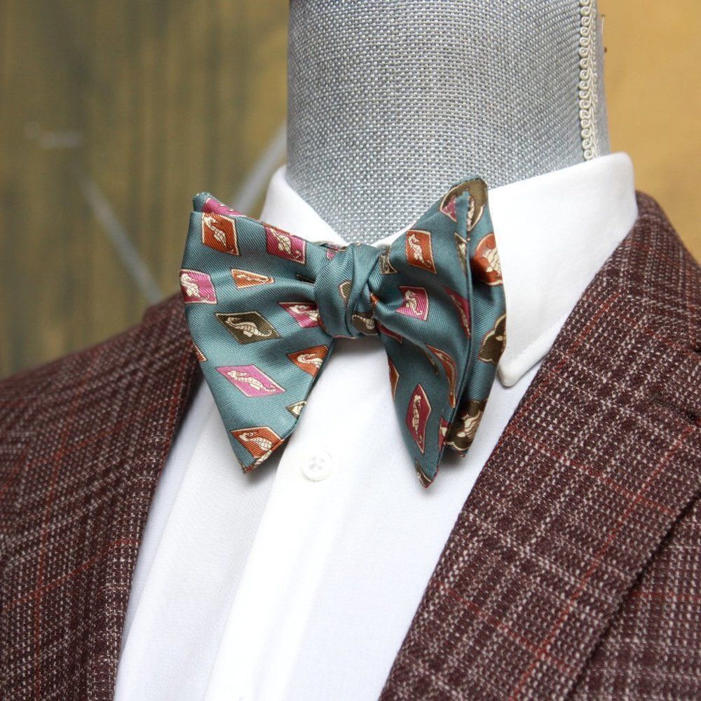 New Men's Self-tied Bow Tie 100%Silk Big‎ Butterfly Gift Box Nautica Motive S658 - Picture 4 of 12